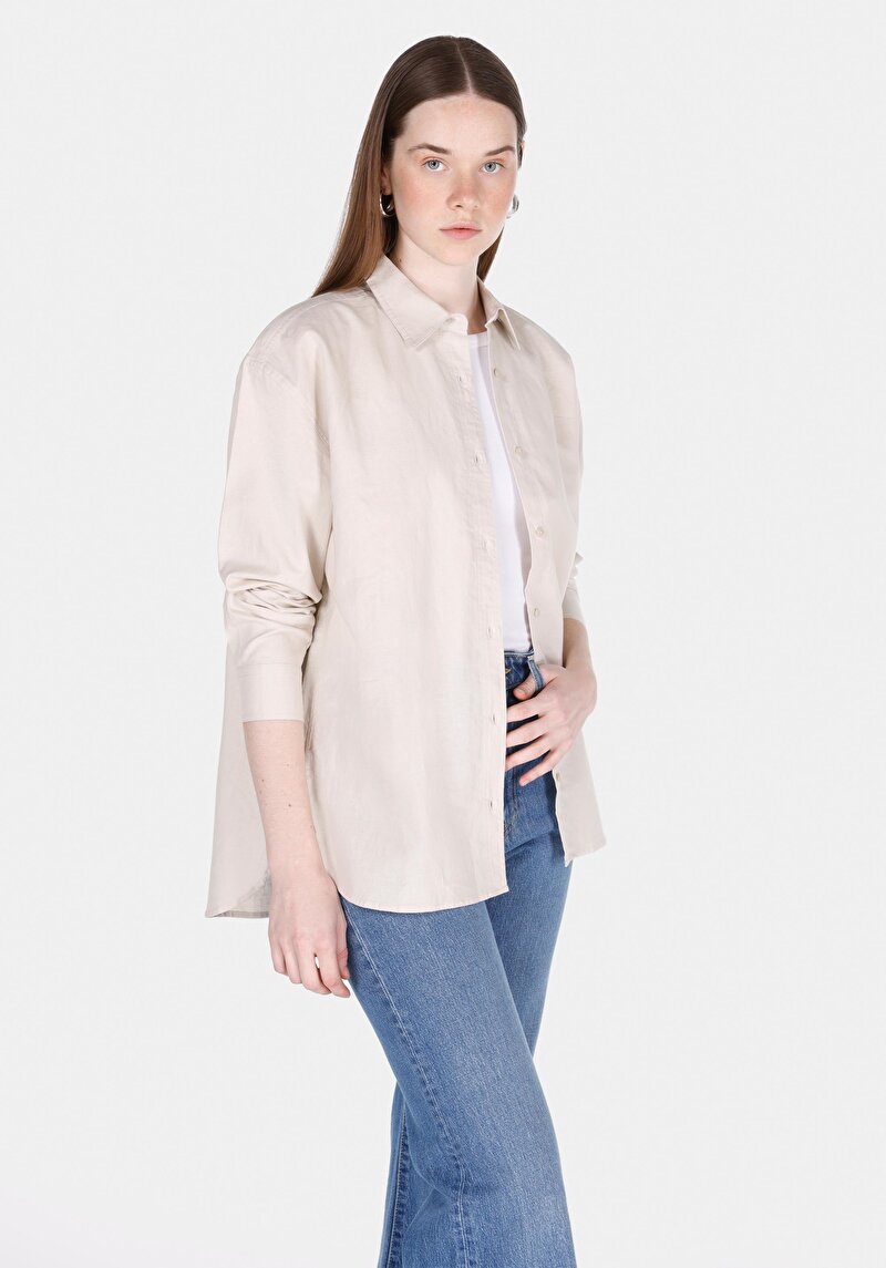 Зображення Сорочка З Довгим Рукавом Жіноча Бежева  Cl1068538
