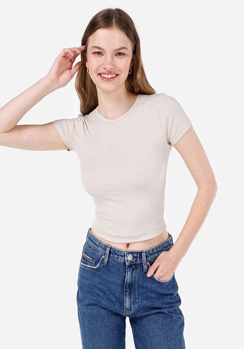 Показати інформацію про Футболка З Коротким Рукавом Жіноча Бежева  Cl1068560