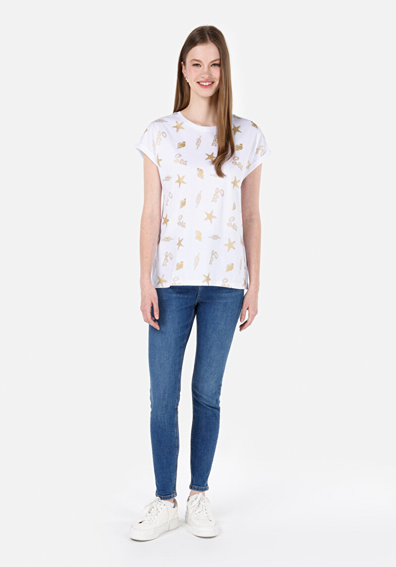 Показати інформацію про Футболка З Коротким Рукавом Жіноча Біла  Cl1068007