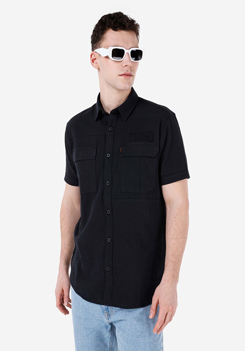Зображення Сорочка З Коротким Рукавом Чоловіча Чорна  Cl1067593