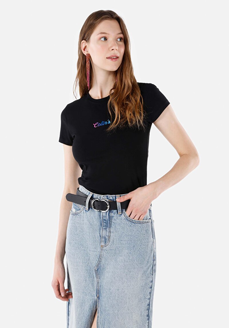 Зображення Футболка З Коротким Рукавом Жіноча Чорна  Cl1068727