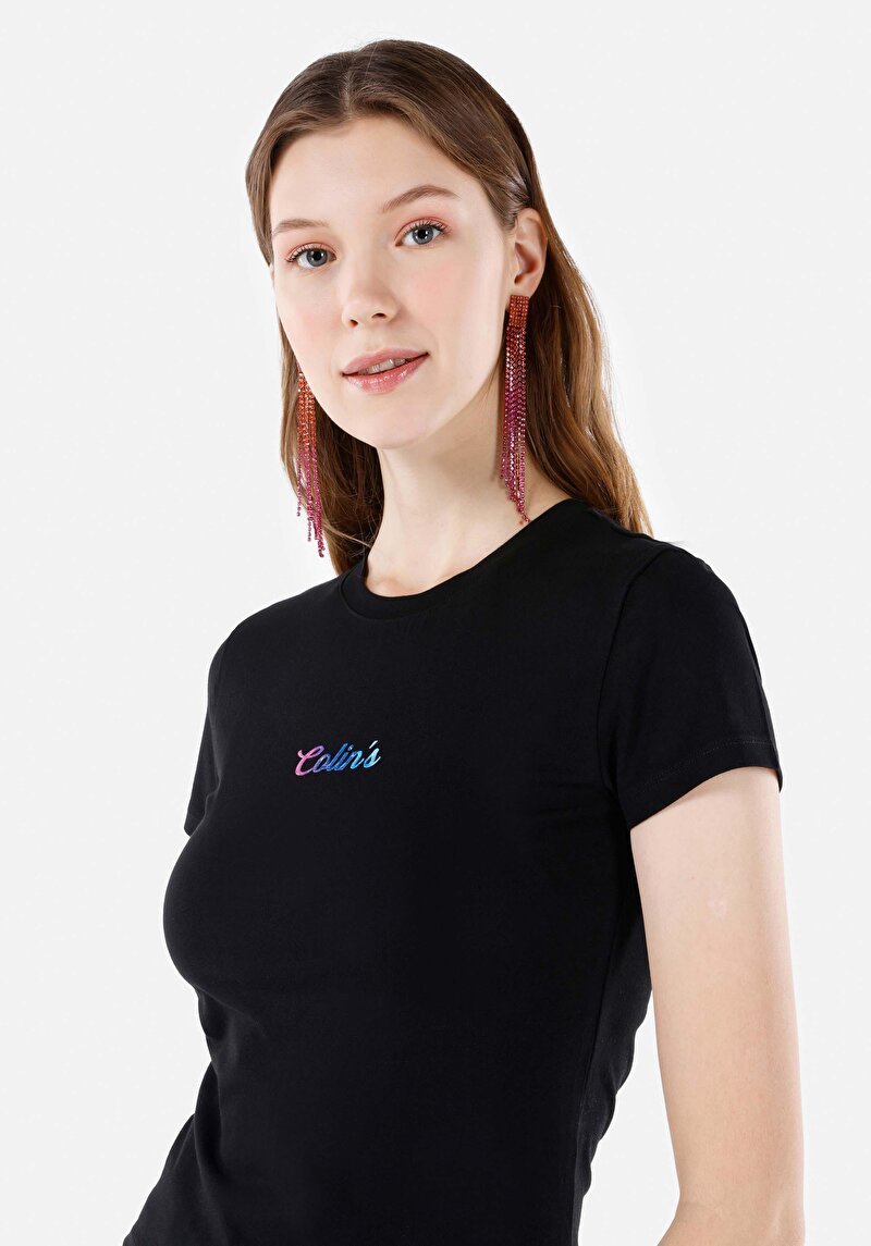 Показати інформацію про Футболка З Коротким Рукавом Жіноча Чорна  Cl1068727