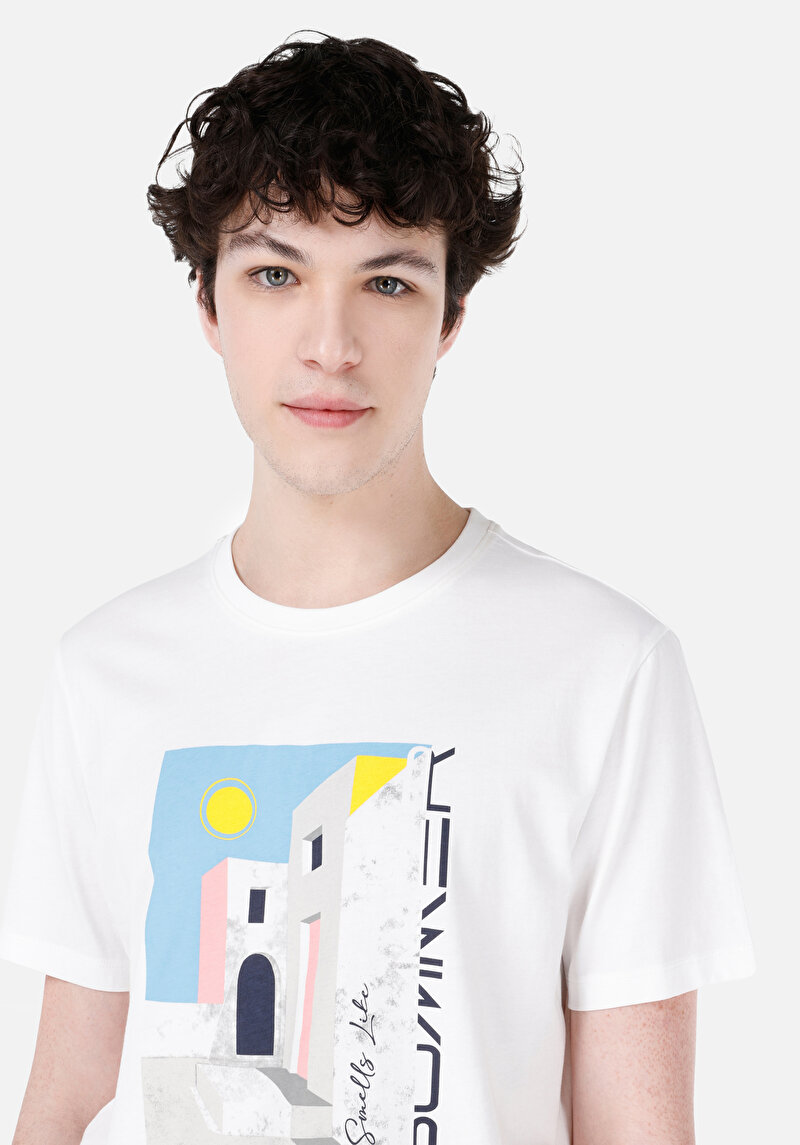 Показати інформацію про Футболка З Коротким Рукавом Чоловіча Біла  Cl1066673