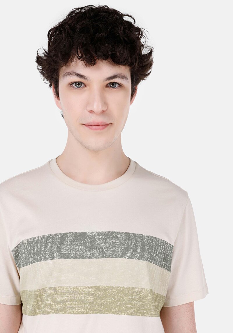 Показати інформацію про Футболка З Коротким Рукавом Чоловіча Бежева  Cl1068416