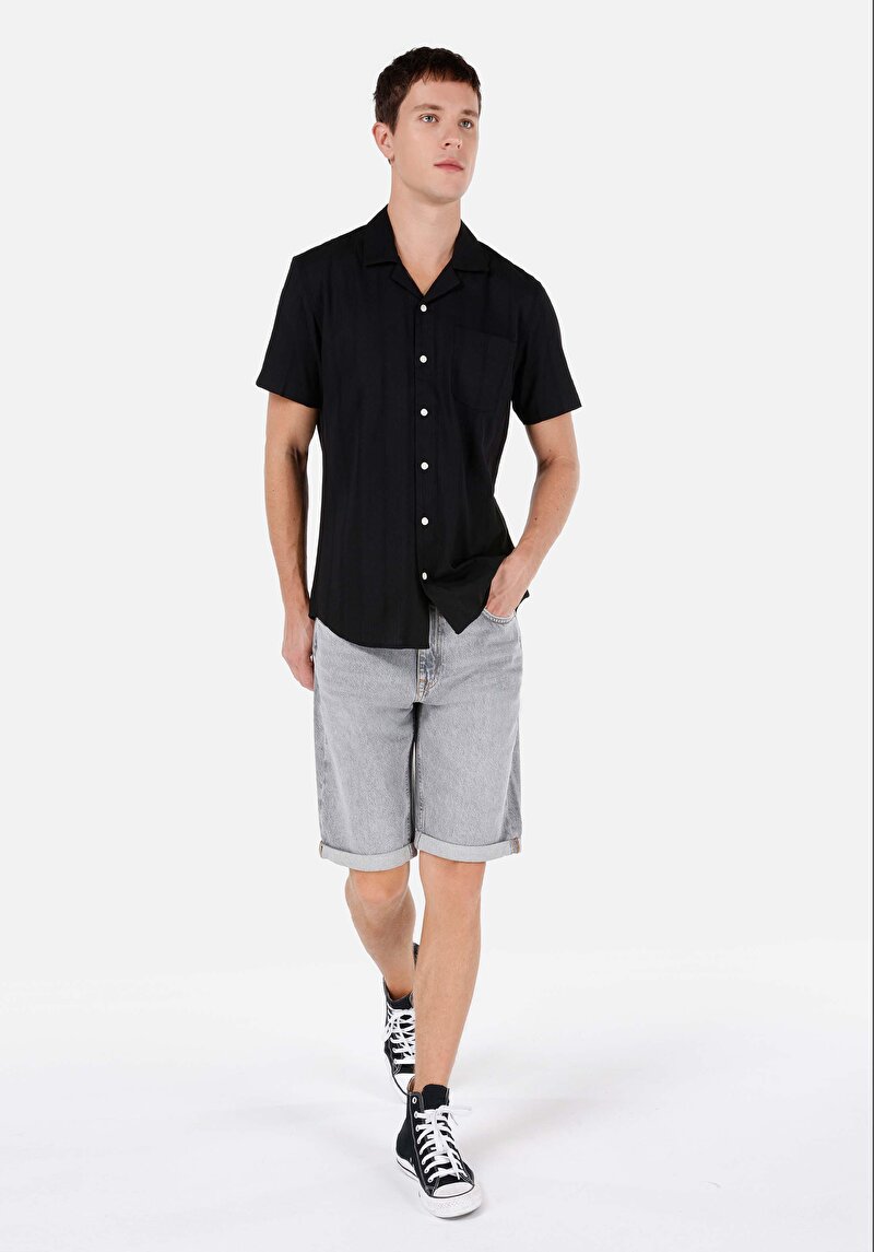 Показати інформацію про Сорочка З Коротким Рукавом Чоловіча Чорна  Cl1067069