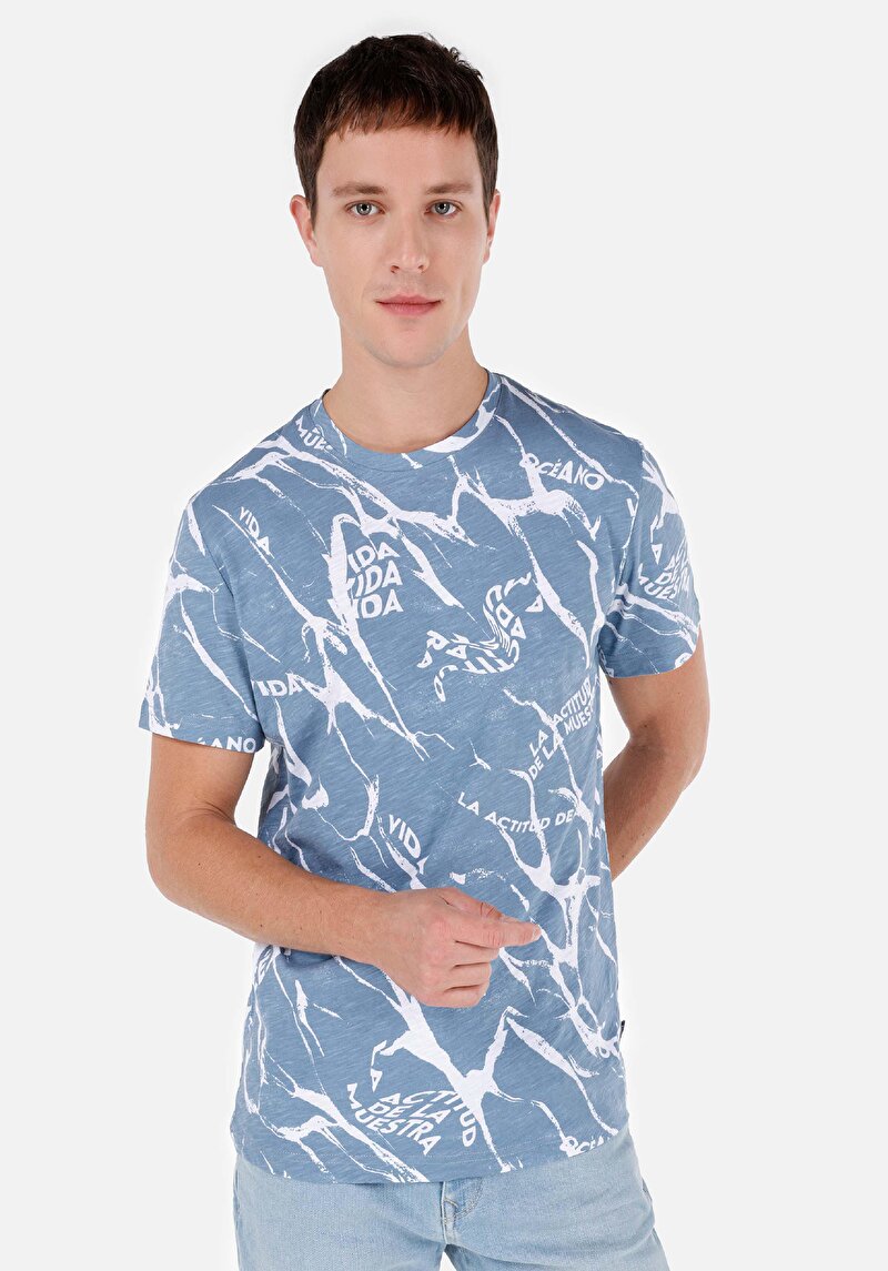 Зображення Футболка З Коротким Рукавом Чоловіча Блакитна  Cl1067619