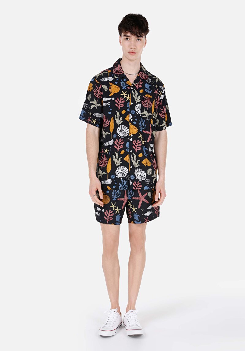 Показати інформацію про Сорочка З Коротким Рукавом Чоловіча Чорна  Cl1067854