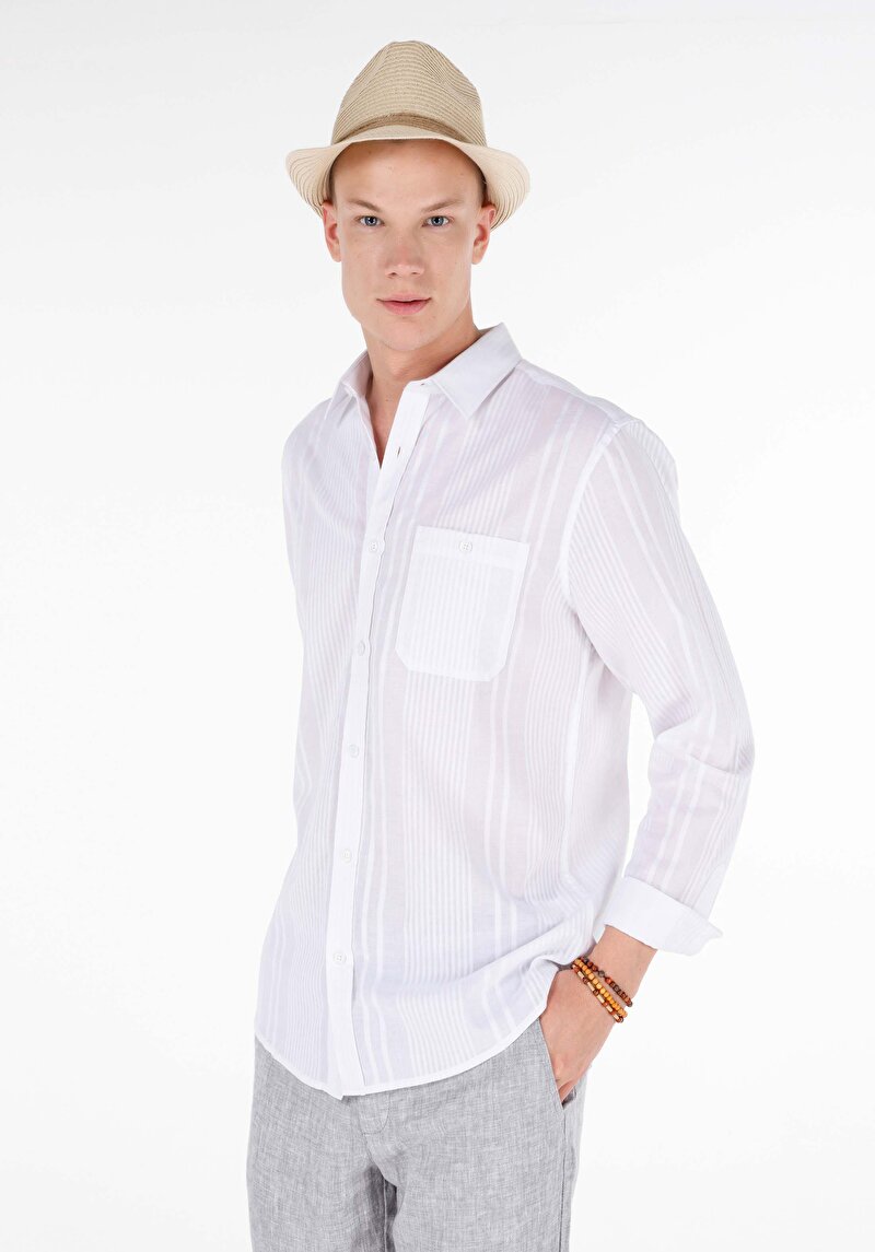 Показати інформацію про Сорочка З Довгим Рукавом Чоловіча Біла  Cl1066930