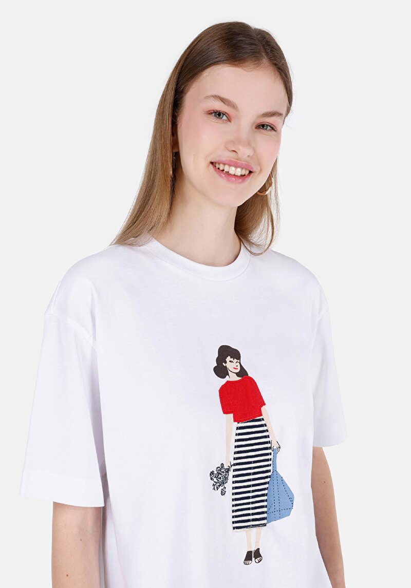 Показати інформацію про Футболка З Коротким Рукавом Жіноча Біла  Cl1069112