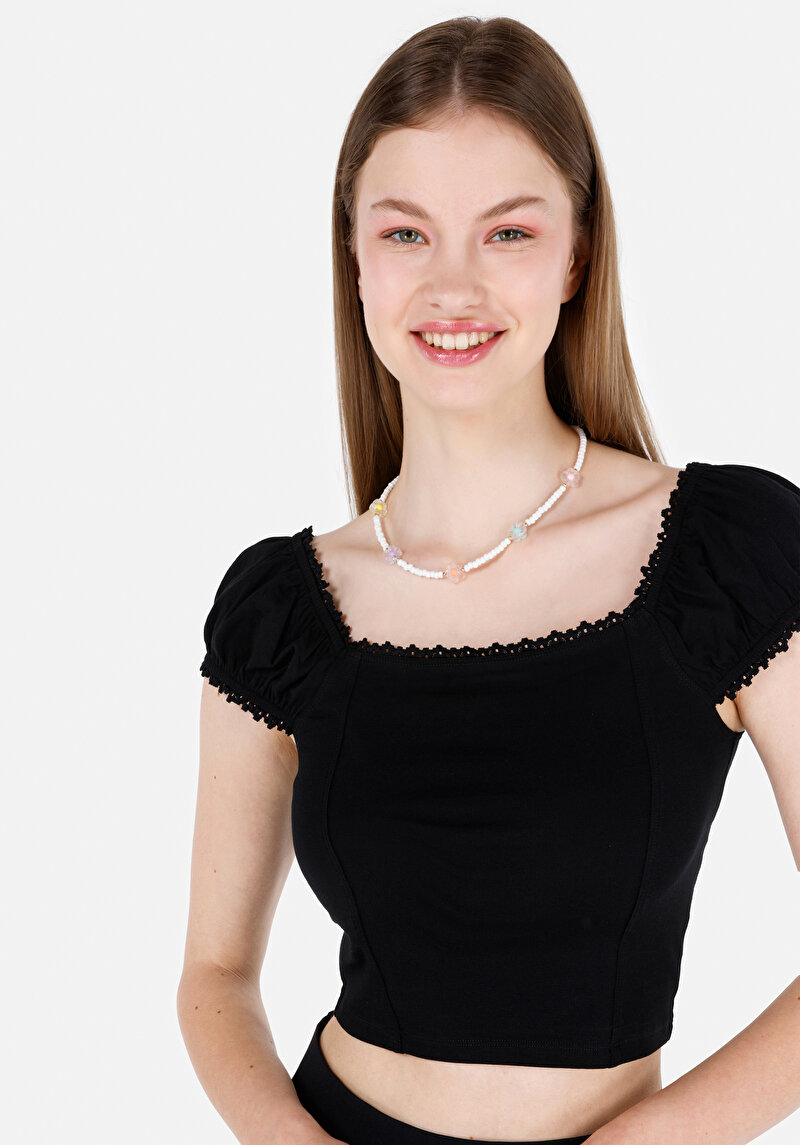 Показати інформацію про Футболка З Коротким Рукавом Жіноча Чорна  Cl1069163