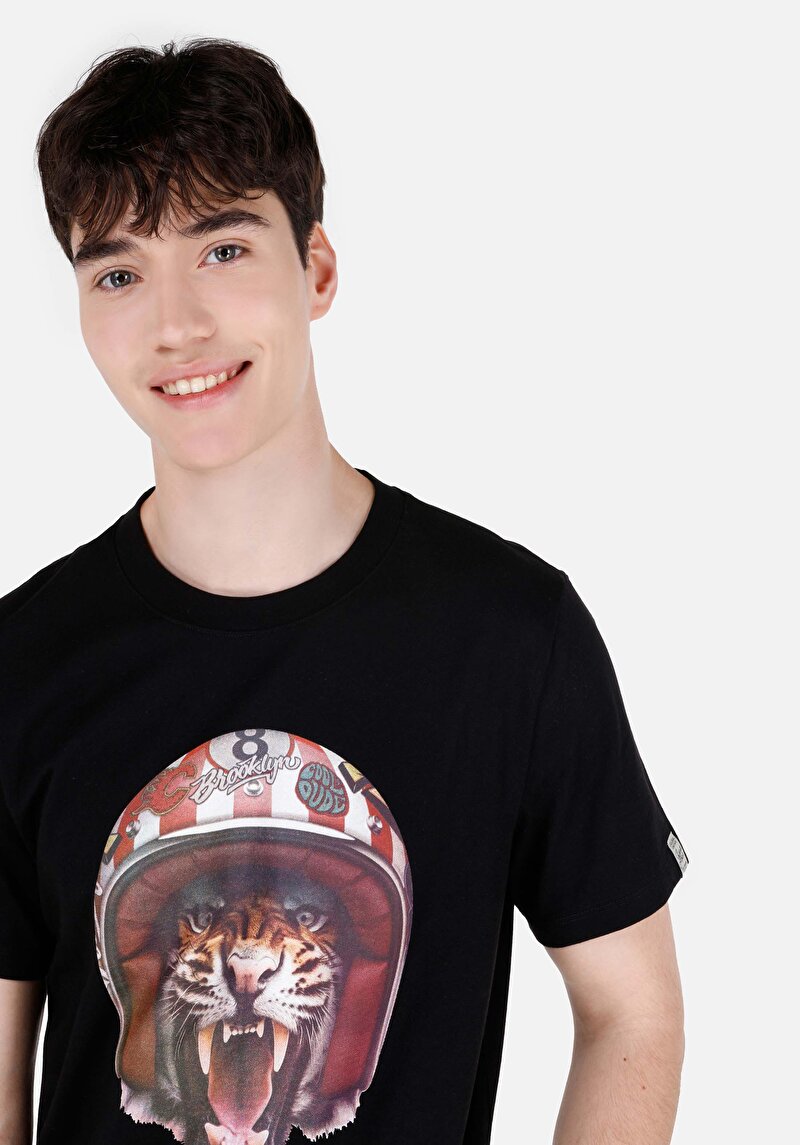 Показати інформацію про Футболка З Коротким Рукавом Чоловіча Чорна  Cl1064852