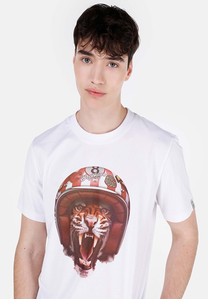 Показати інформацію про Футболка З Коротким Рукавом Чоловіча Біла  Cl1064852