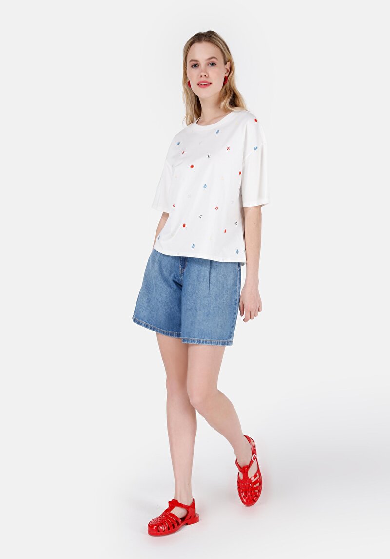 Показати інформацію про Футболка З Коротким Рукавом Жіноча Біла  Cl1069127