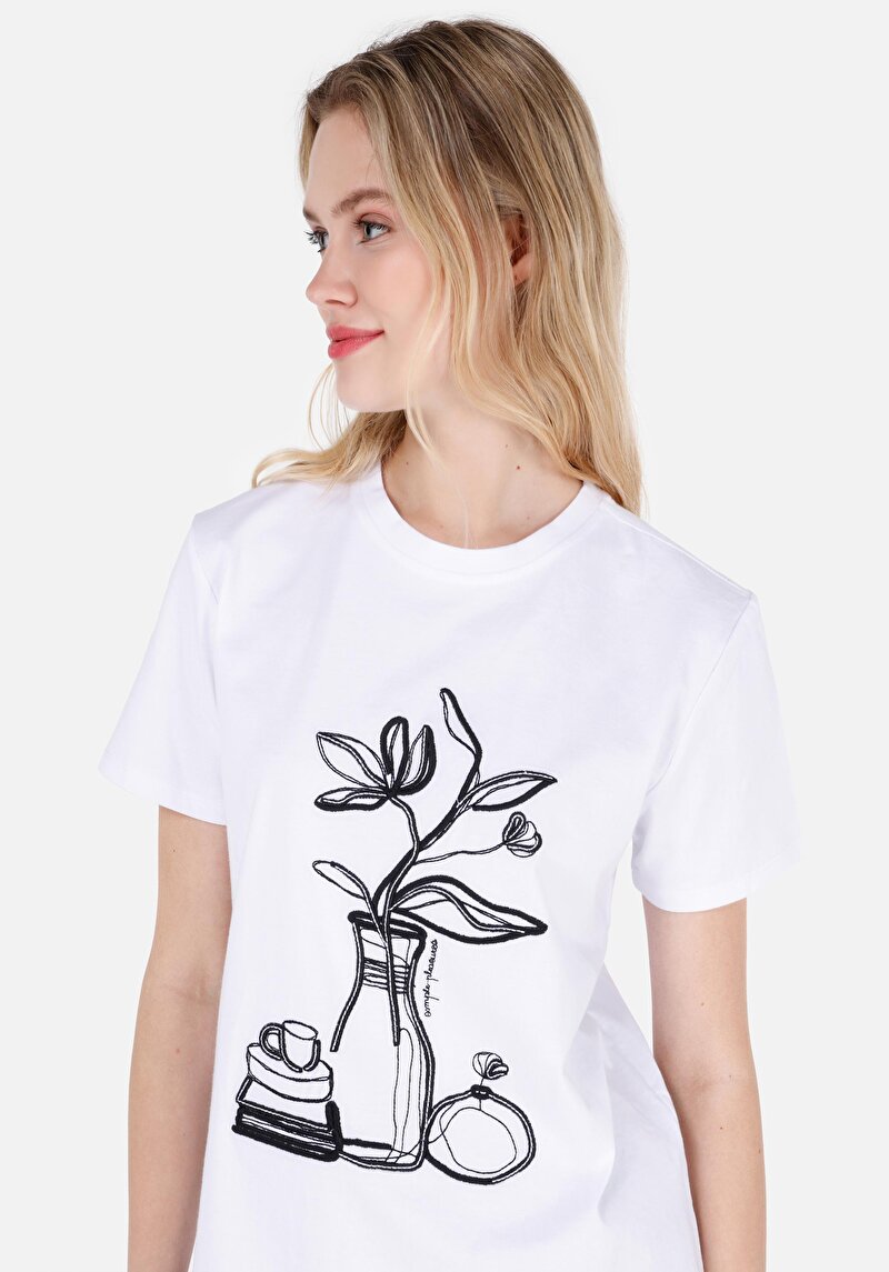 Показати інформацію про Футболка З Коротким Рукавом Жіноча Біла  Cl1069397