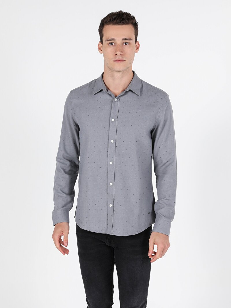 Показати інформацію про Сорочка З Довгим Рукавом Чоловіча Сіра  Cl1051397