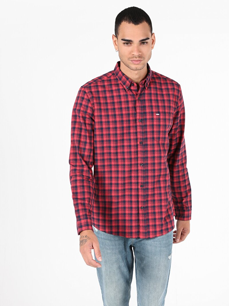 Показати інформацію про Сорочка З Довгим Рукавом Чоловіча Червона  Cl1050015