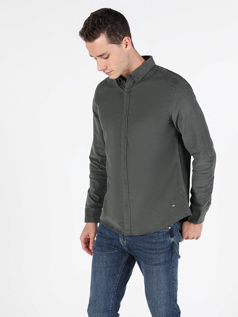 Показати інформацію про Сорочка З Довгим Рукавом Чоловіча Зелена  Cl1050116