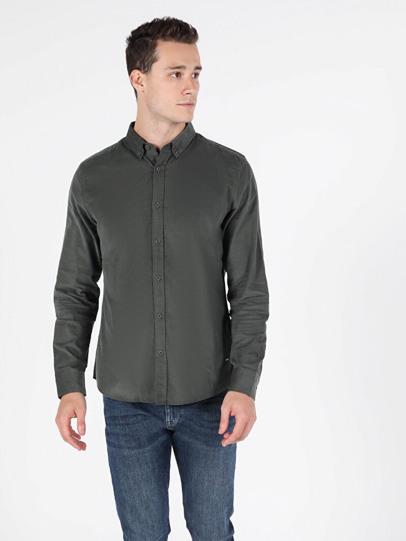 Показати інформацію про Сорочка З Довгим Рукавом Чоловіча Зелена  Cl1050116