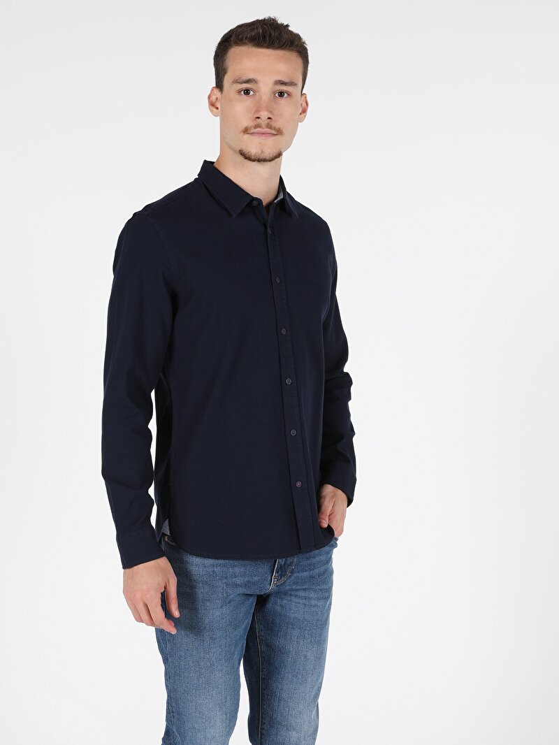 Показати інформацію про Сорочка З Довгим Рукавом Чоловіча Синя  Cl1050122