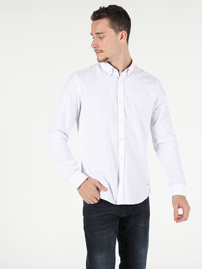 Показати інформацію про Сорочка З Довгим Рукавом Чоловіча Біла  Cl1051370