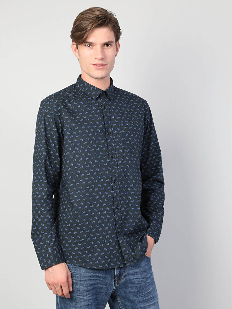 Зображення Сорочка З Довгим Рукавом Чоловіча Синя  Cl1044033