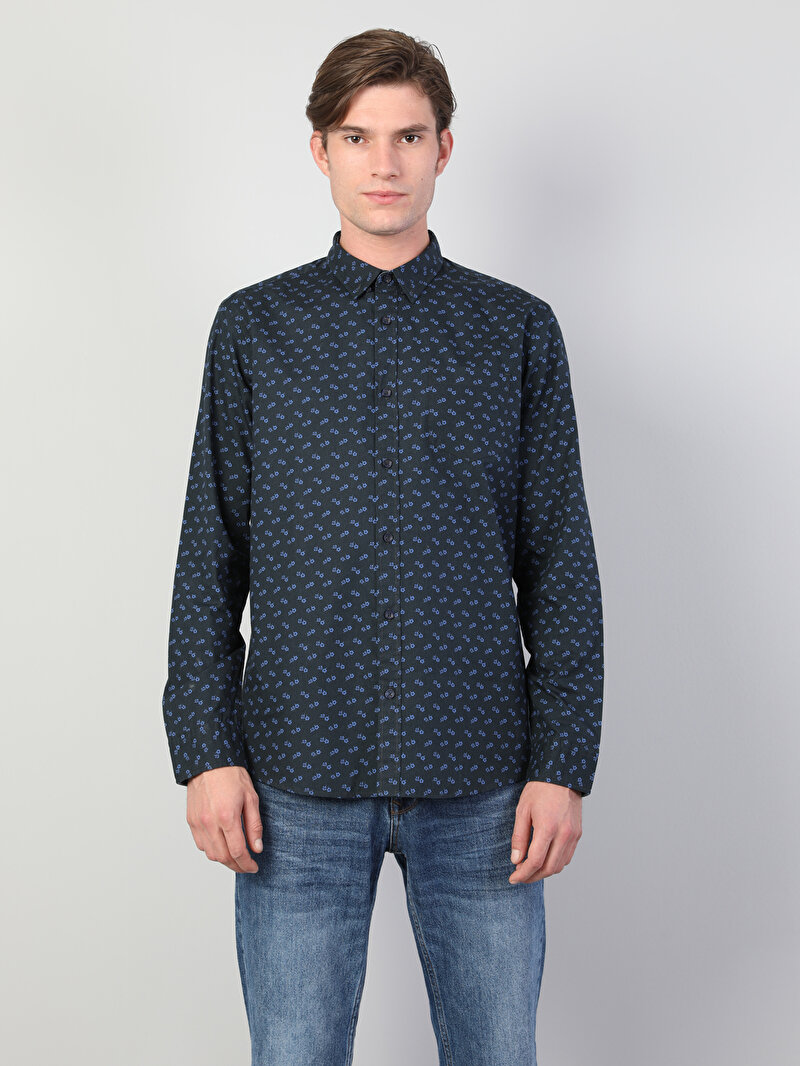 Показати інформацію про Сорочка З Довгим Рукавом Чоловіча Синя  Cl1044033