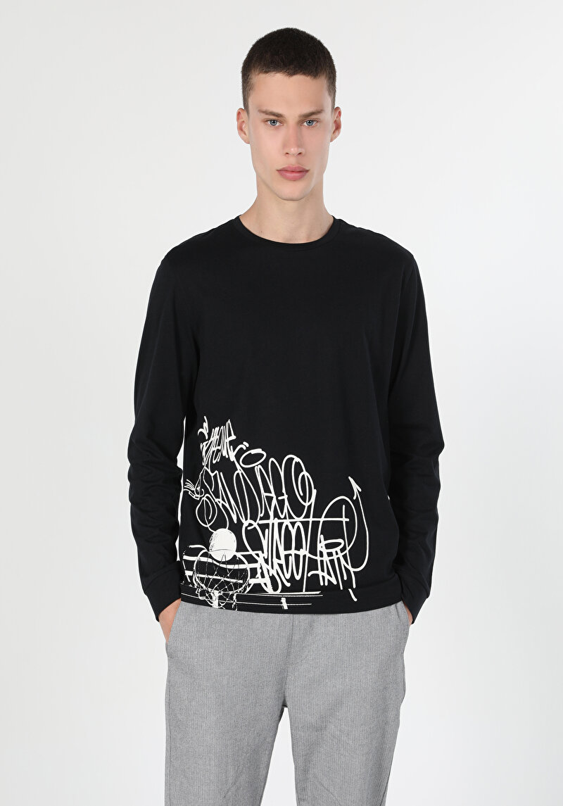 Показати інформацію про Футболка З Довгим Рукавом Чоловіча Чорна  Cl1059596