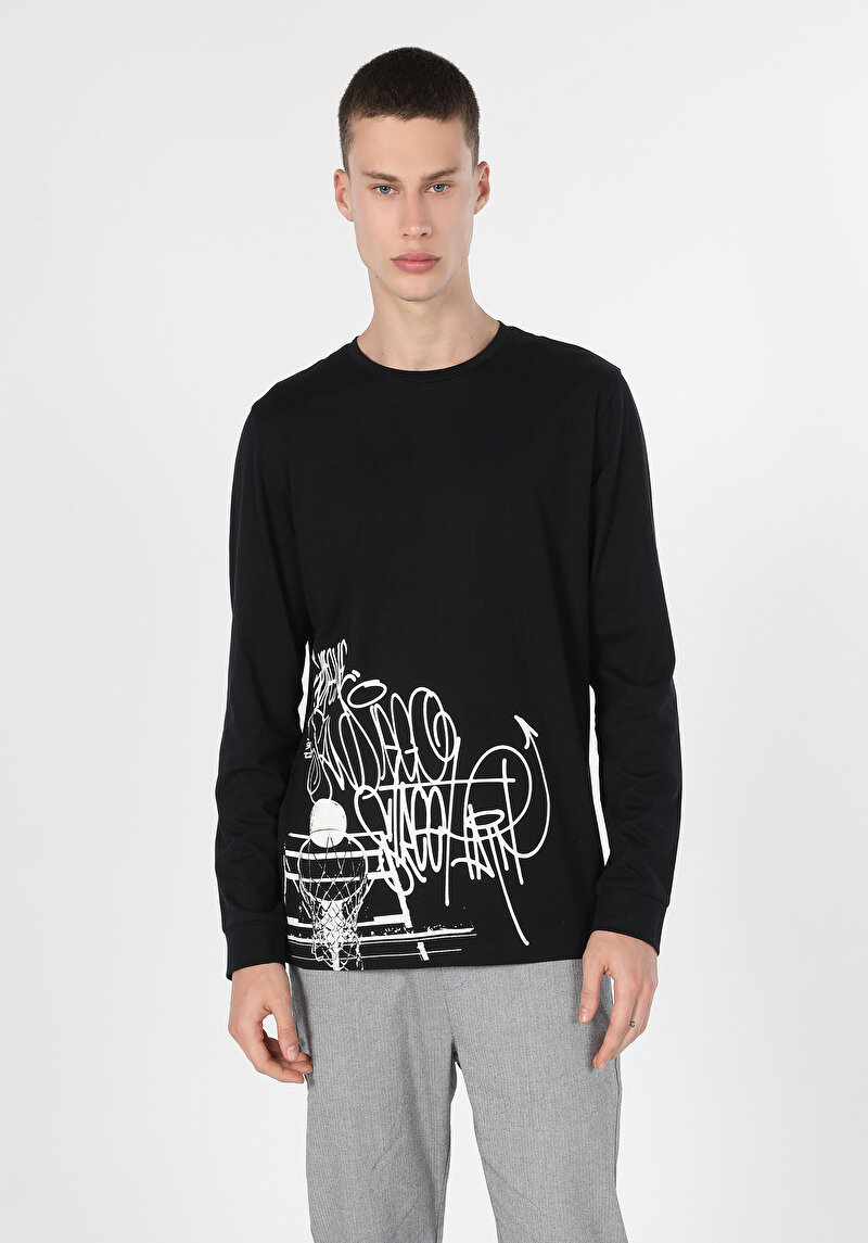 Показати інформацію про Футболка З Довгим Рукавом Чоловіча Чорна  Cl1059596