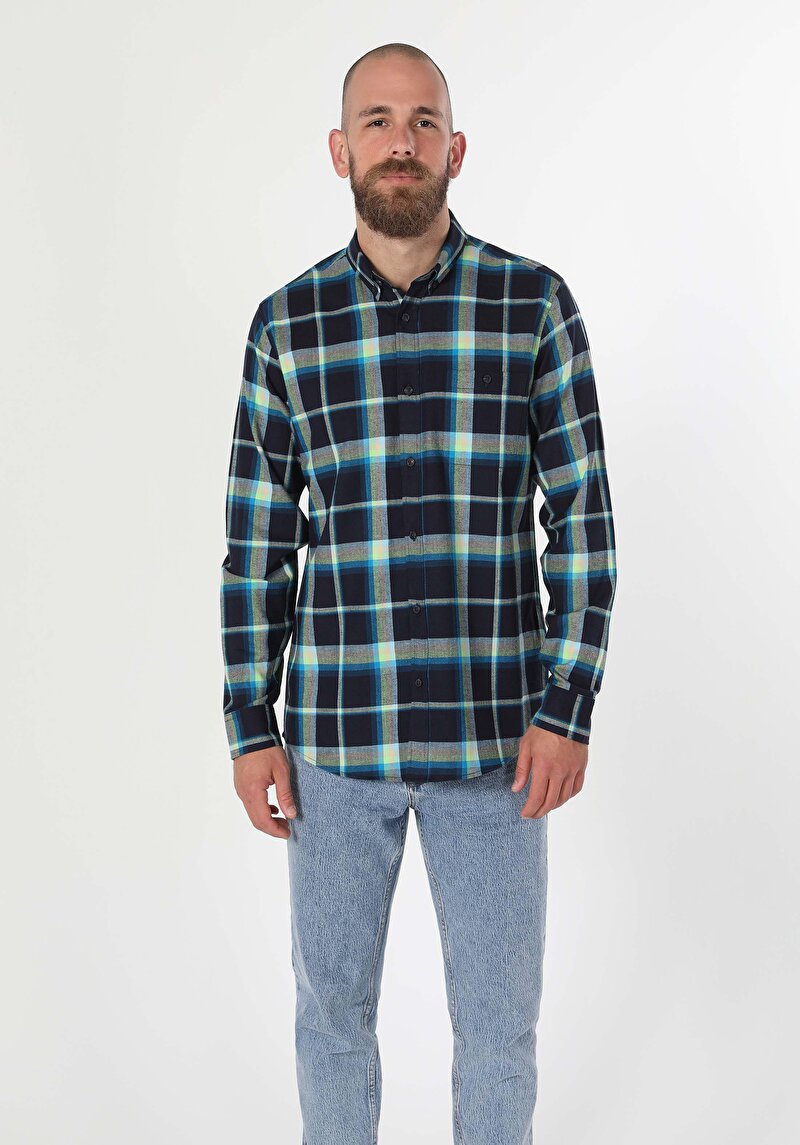 Показати інформацію про Сорочка З Довгим Рукавом Чоловіча Синя  Cl1059615