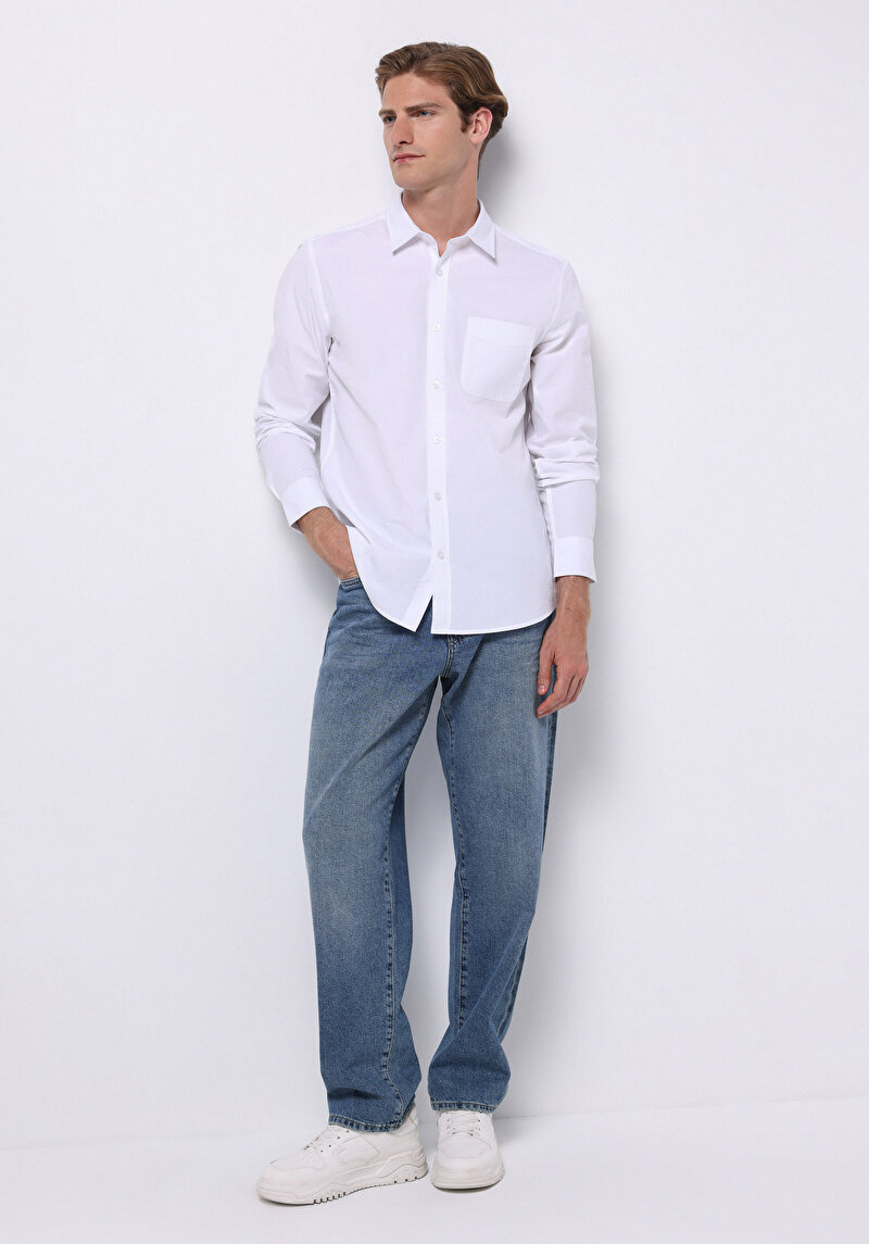 Показати інформацію про Сорочка З Довгим Рукавом Чоловіча Біла  Cl1070376