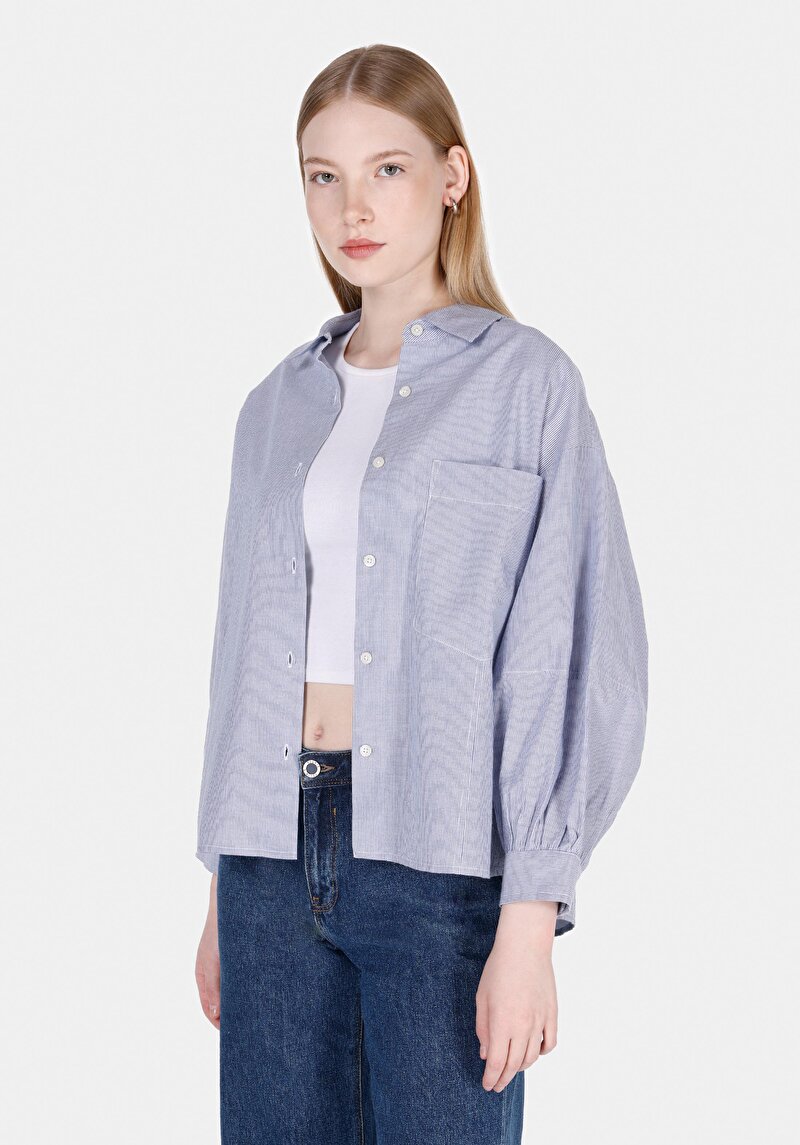 Зображення Сорочка З Довгим Рукавом Жіноча Блакитна  Cl1073303