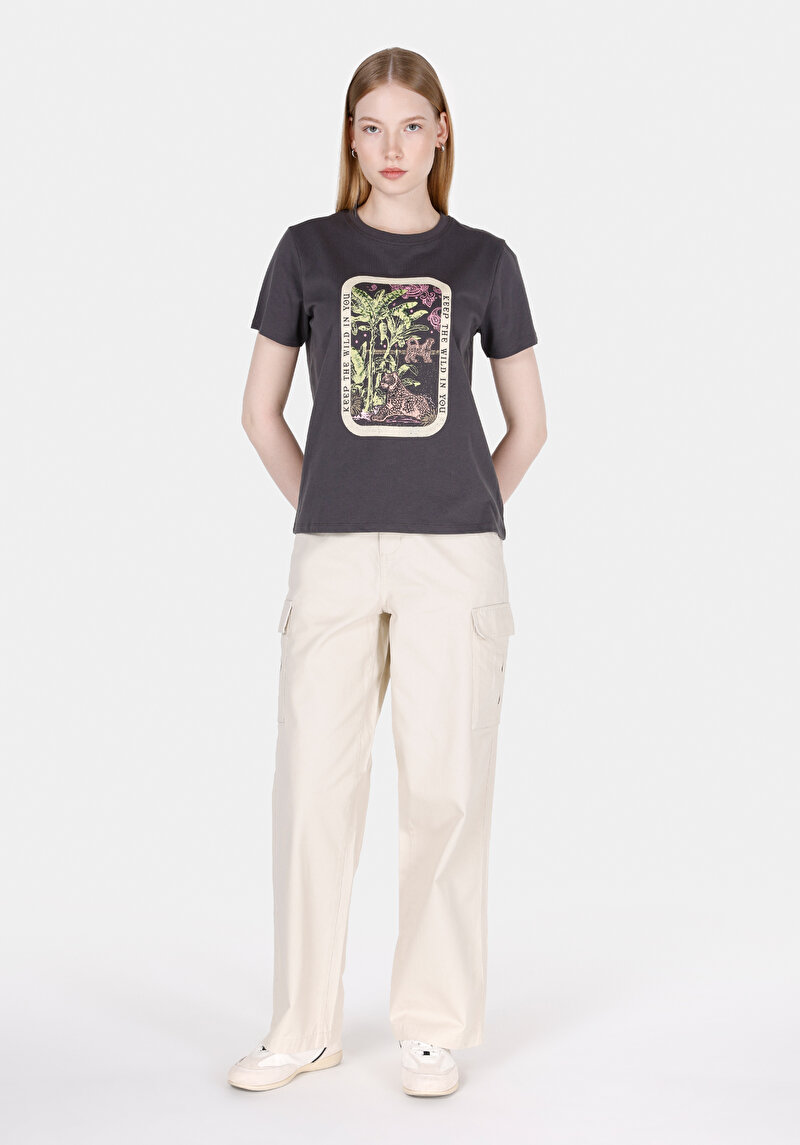 Показати інформацію про Футболка З Коротким Рукавом Жіноча Сіра  Cl1073474