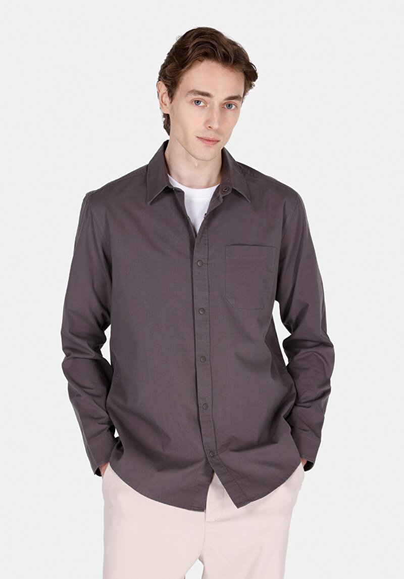 Зображення Сорочка З Довгим Рукавом Чоловіча Сіра Cl1070136