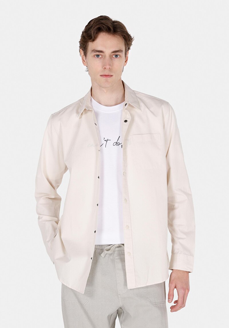 Зображення Сорочка З Довгим Рукавом Чоловіча Бежева  Cl1070136