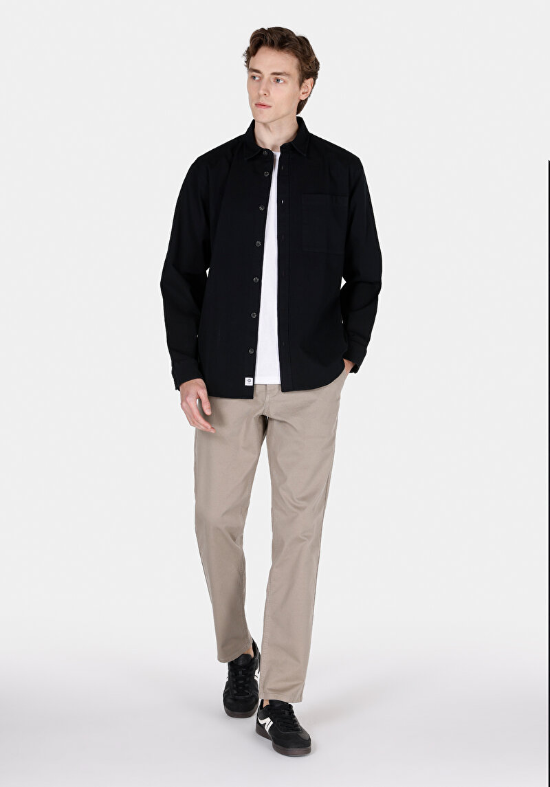 Показати інформацію про Сорочка З Довгим Рукавом Чоловіча Чорна  Cl1073012