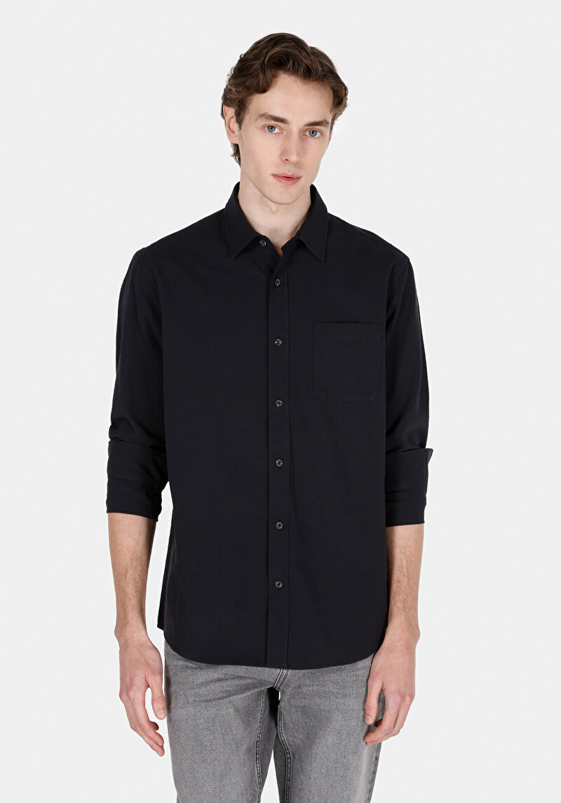 Показати інформацію про Сорочка З Довгим Рукавом Чоловіча Чорна  Cl1073761