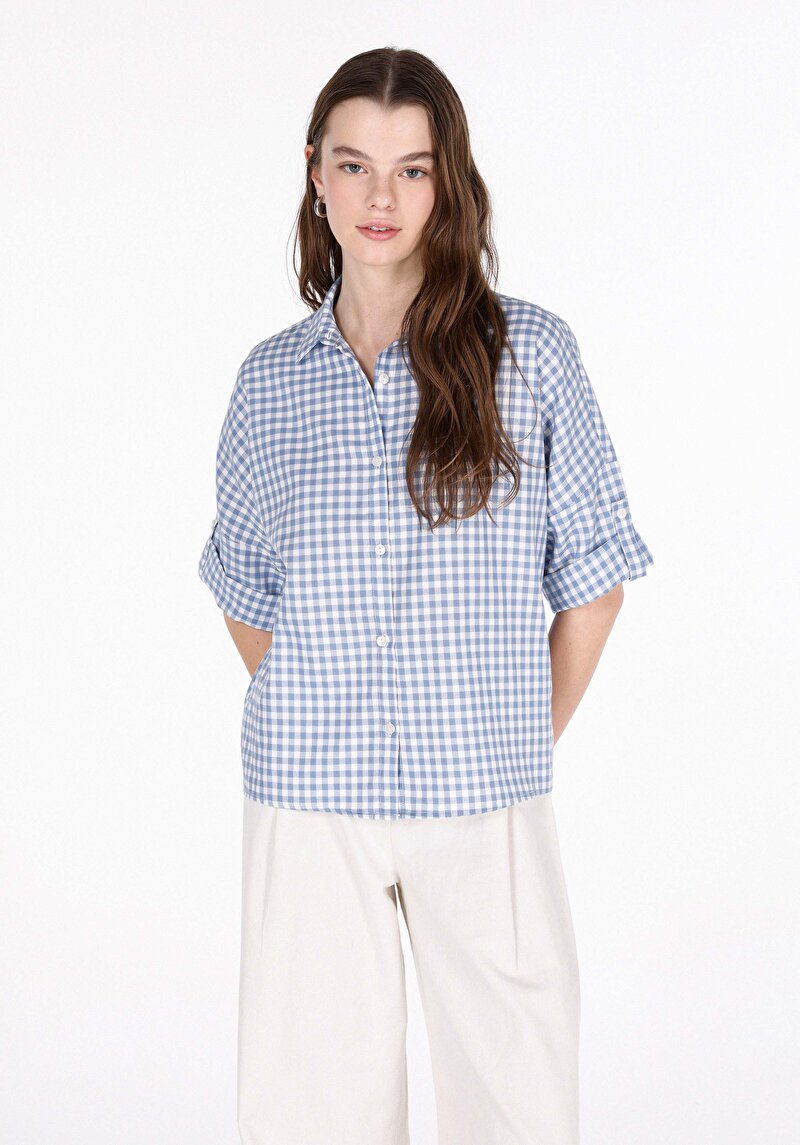 Зображення Сорочка З Довгим Рукавом Жіноча Блакитна Cl1074029