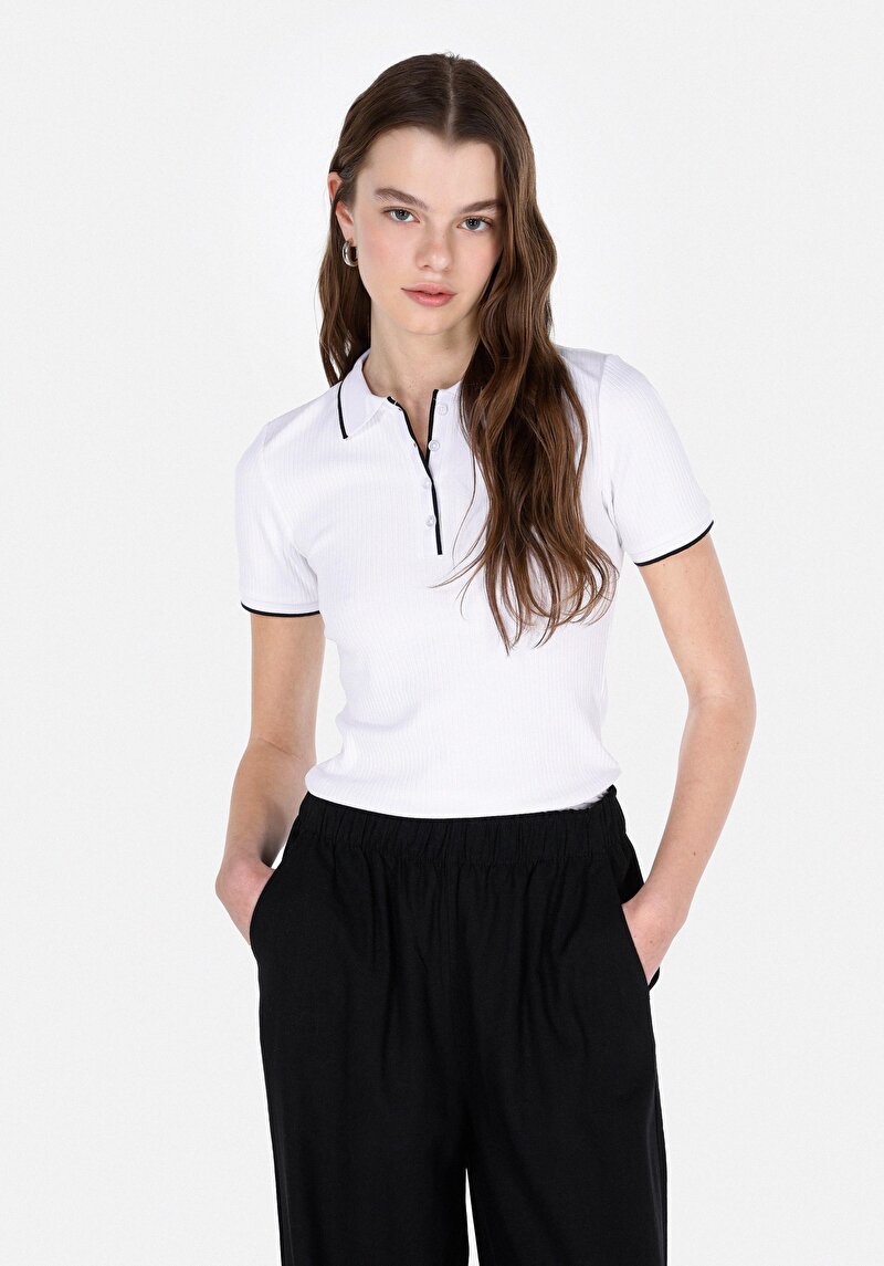 Зображення Поло З Коротким Рукавом Жіноче Біле  Cl1074585