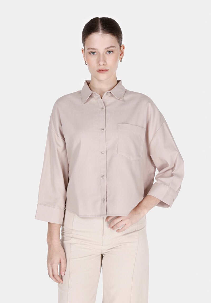 Зображення Сорочка З Довгим Рукавом Жіноча Бежева  Cl1073326