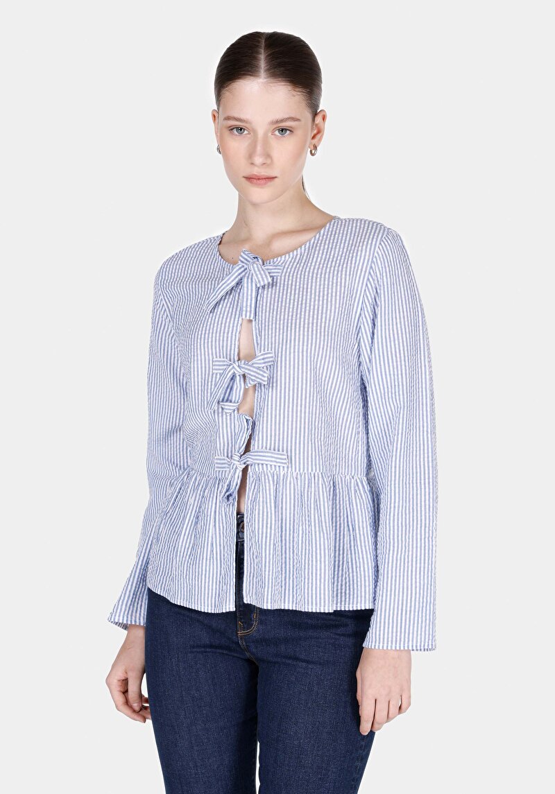 Зображення Сорочка З Довгим Рукавом Жіноча Блакитна  Cl1073353