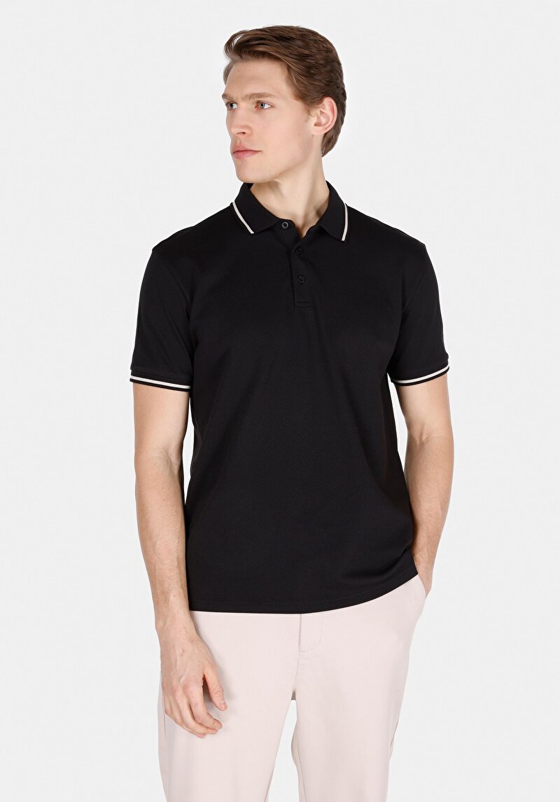 Зображення Поло З Коротким Рукавом Чоловіче Чорне  Cl1073587