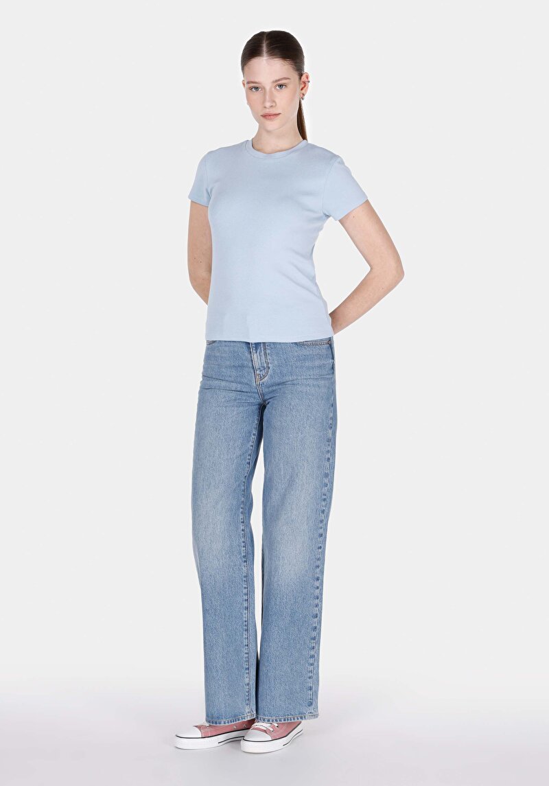 Показати інформацію про Футболка З Коротким Рукавом Жіноча Блакитна  Cl1073597