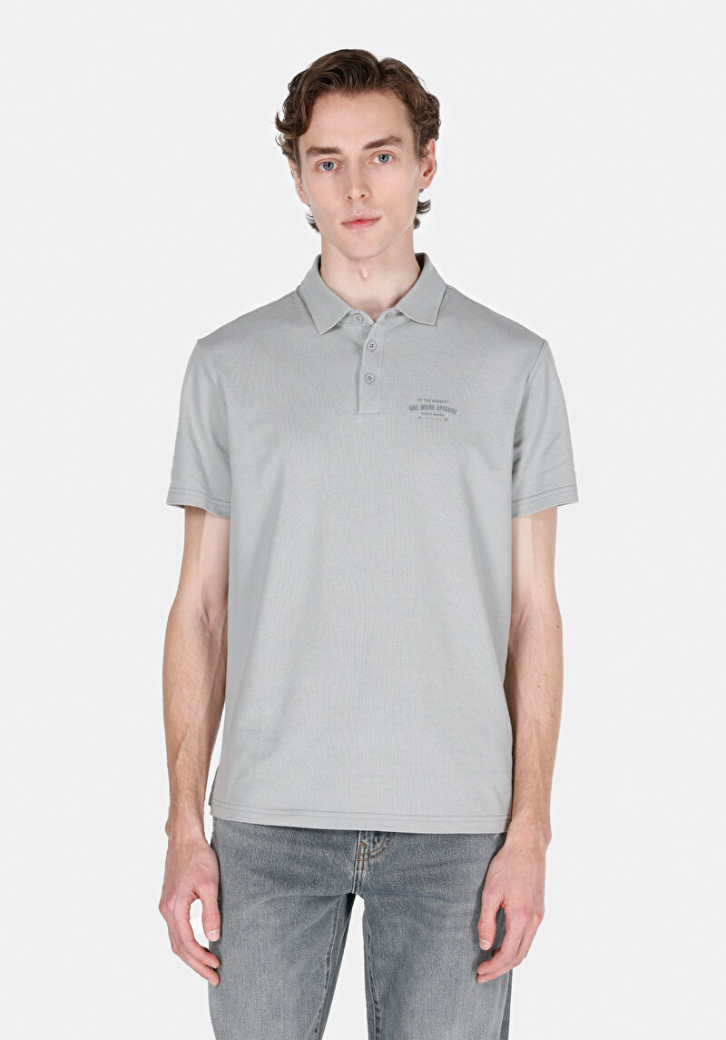 Зображення Поло З Коротким Рукавом Чоловіче Сіре  Cl1072842