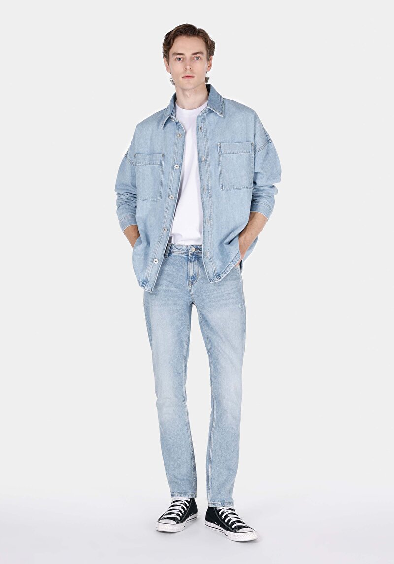 Зображення 044 Karl Джинси Чоловічі Блакитні Прямого Крою Cl1073395