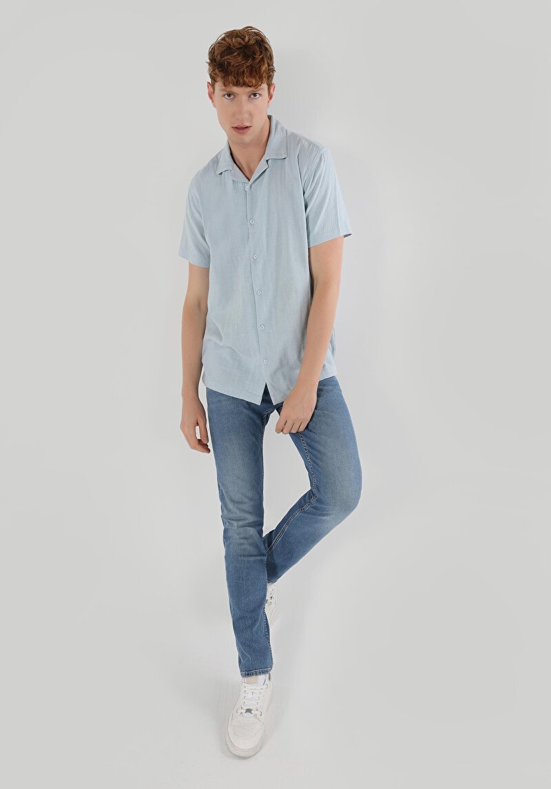 Зображення Сорочка З Коротким Рукавом Чоловіча Блакитна Cl1063633