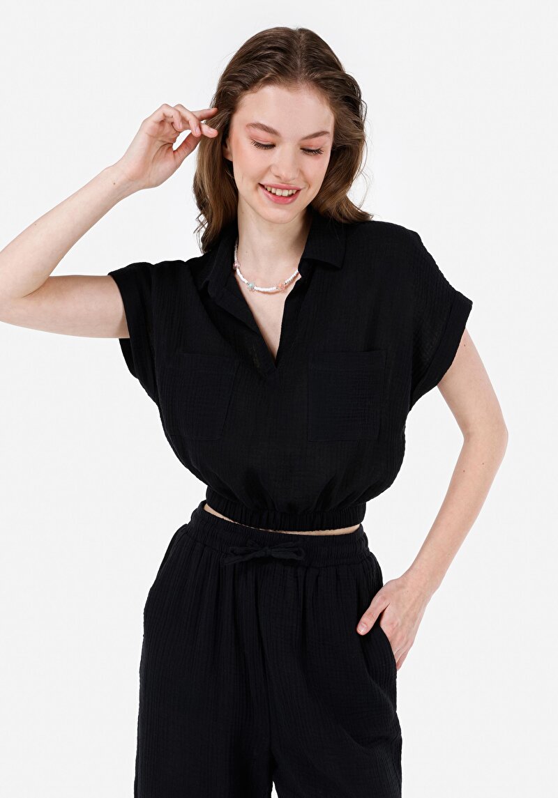 Зображення Сорочка З Коротким Рукавом Жіноча Чорна Cl1068934