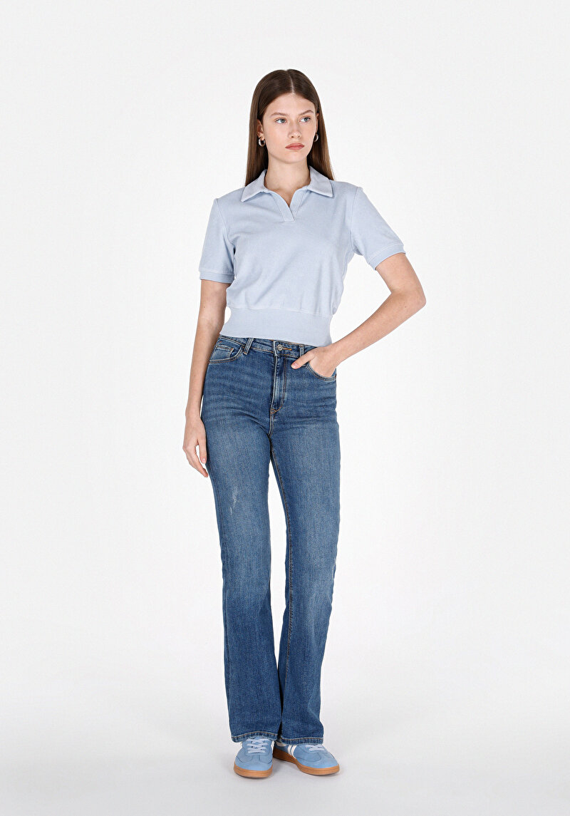 Показати інформацію про Поло З Коротким Рукавом Жіноче Блакитне  Cl1073179