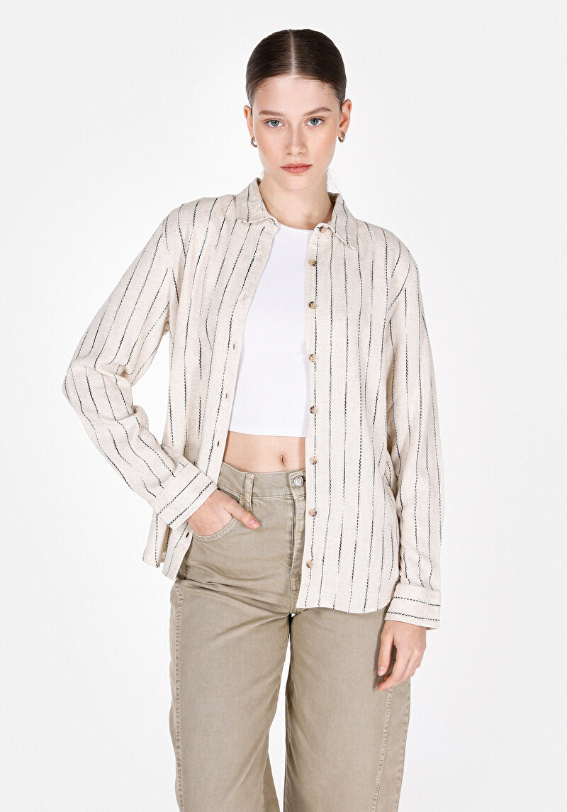 Зображення Сорочка З Довгим Рукавом Жіноча Бежева  Cl1073306