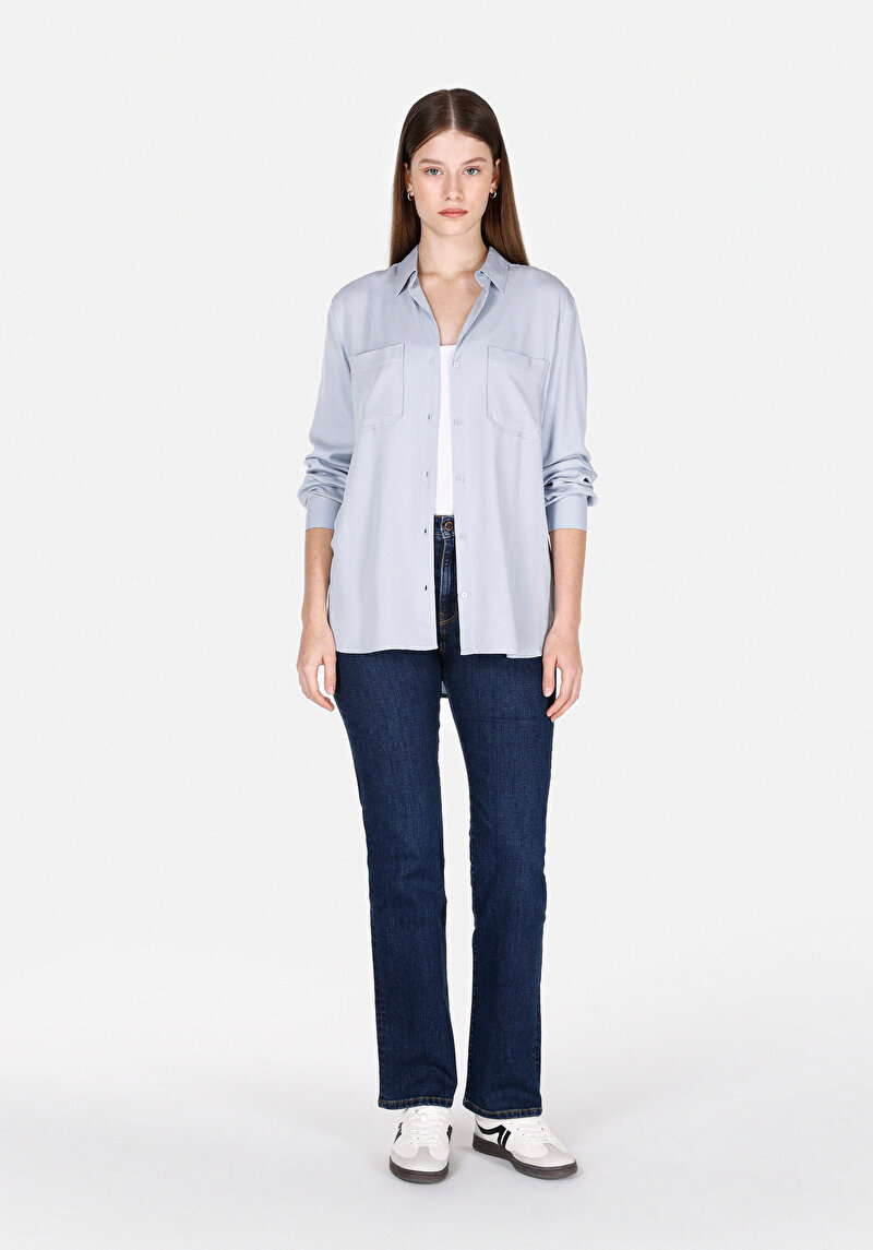 Показати інформацію про Сорочка З Довгим Рукавом Жіноча Блакитна  Cl1073413