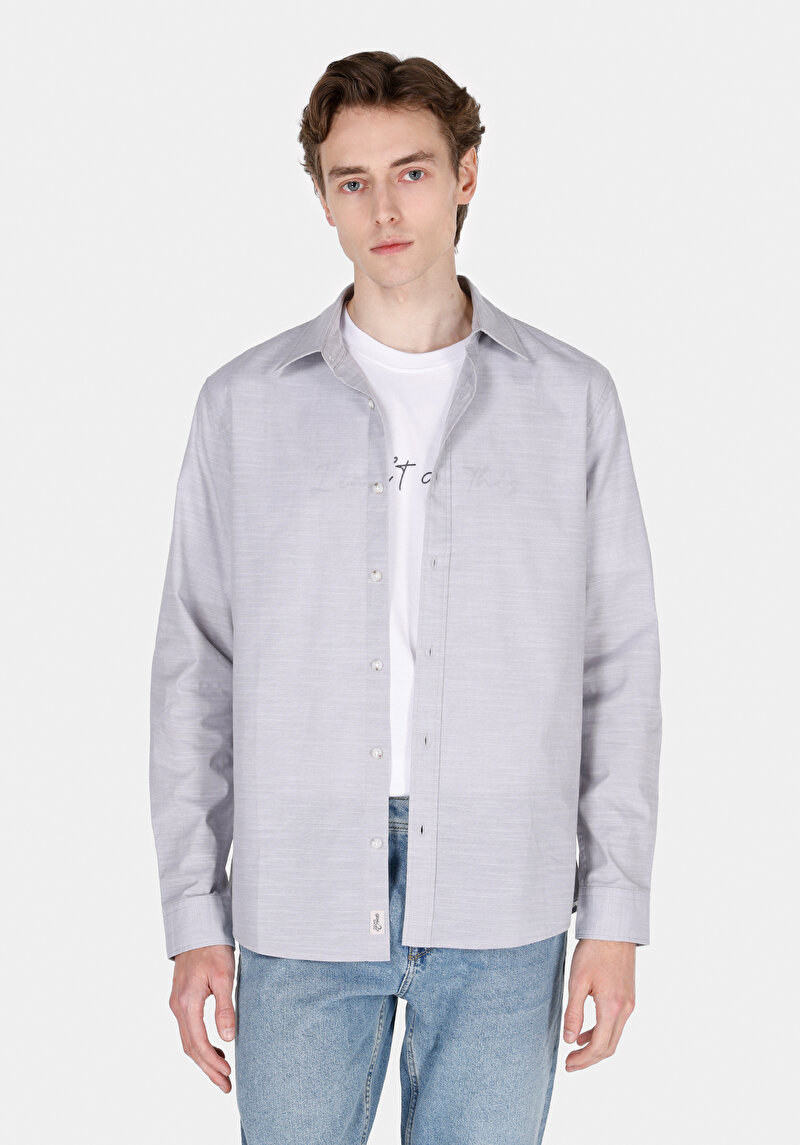 Зображення Сорочка З Довгим Рукавом Чоловіча Сіра  Cl1073846